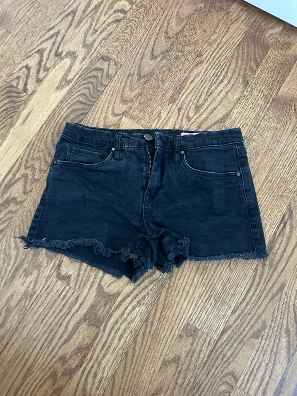 Blank NYC Black Frayed Hem Denim Shorts